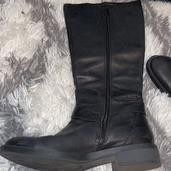 Enzo Angiolini Black Leather Tall Zip Boots Size 8 - Picture 6 of 13